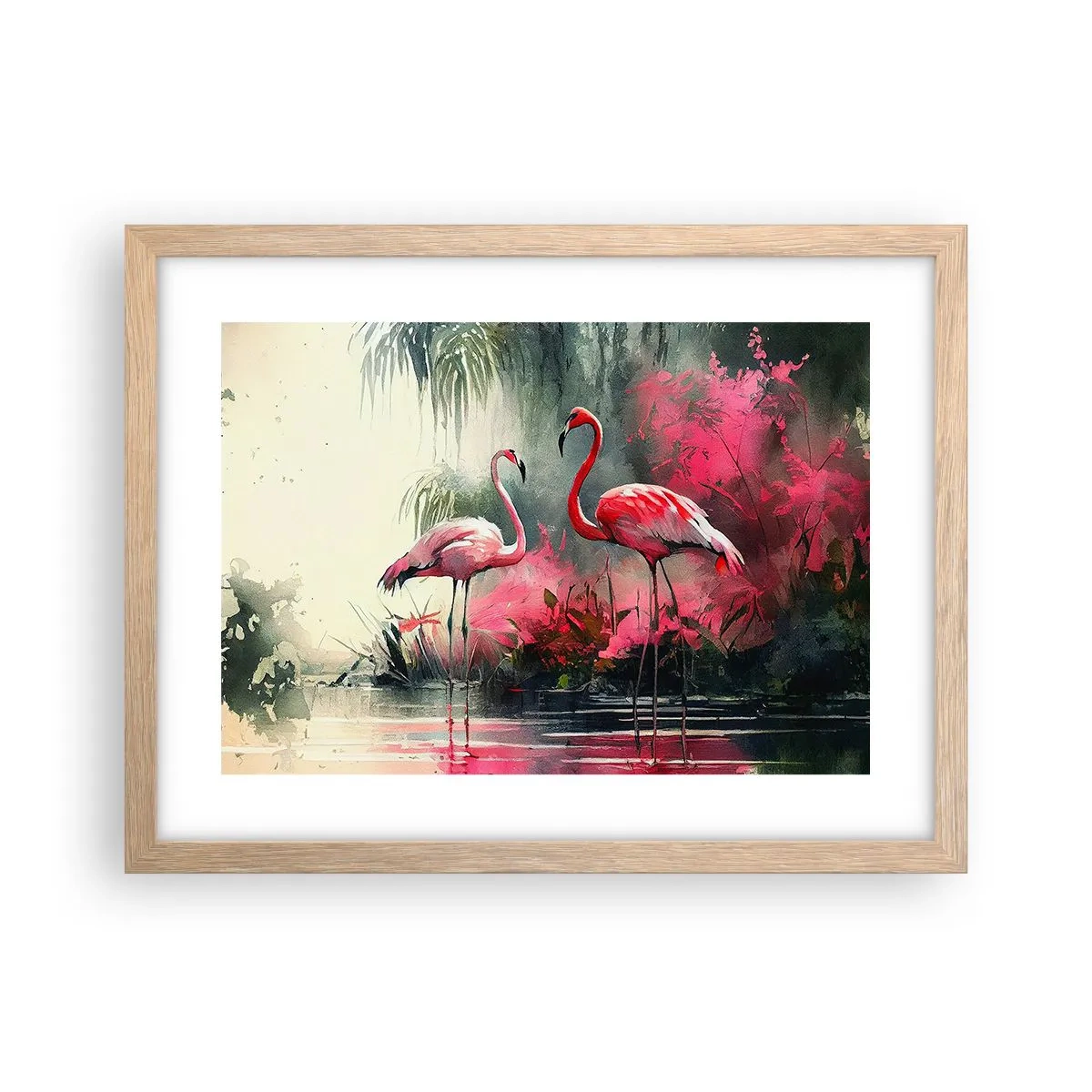 Plakat i ramme af lyst egetræ - En lektion i naturlig charme - 40x30 cm