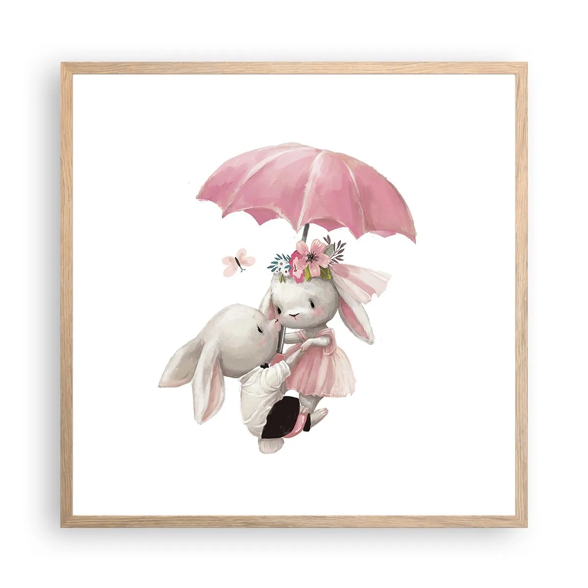 Plakat i ramme af lyst egetræ - Det er kærlighed - 60x60 cm