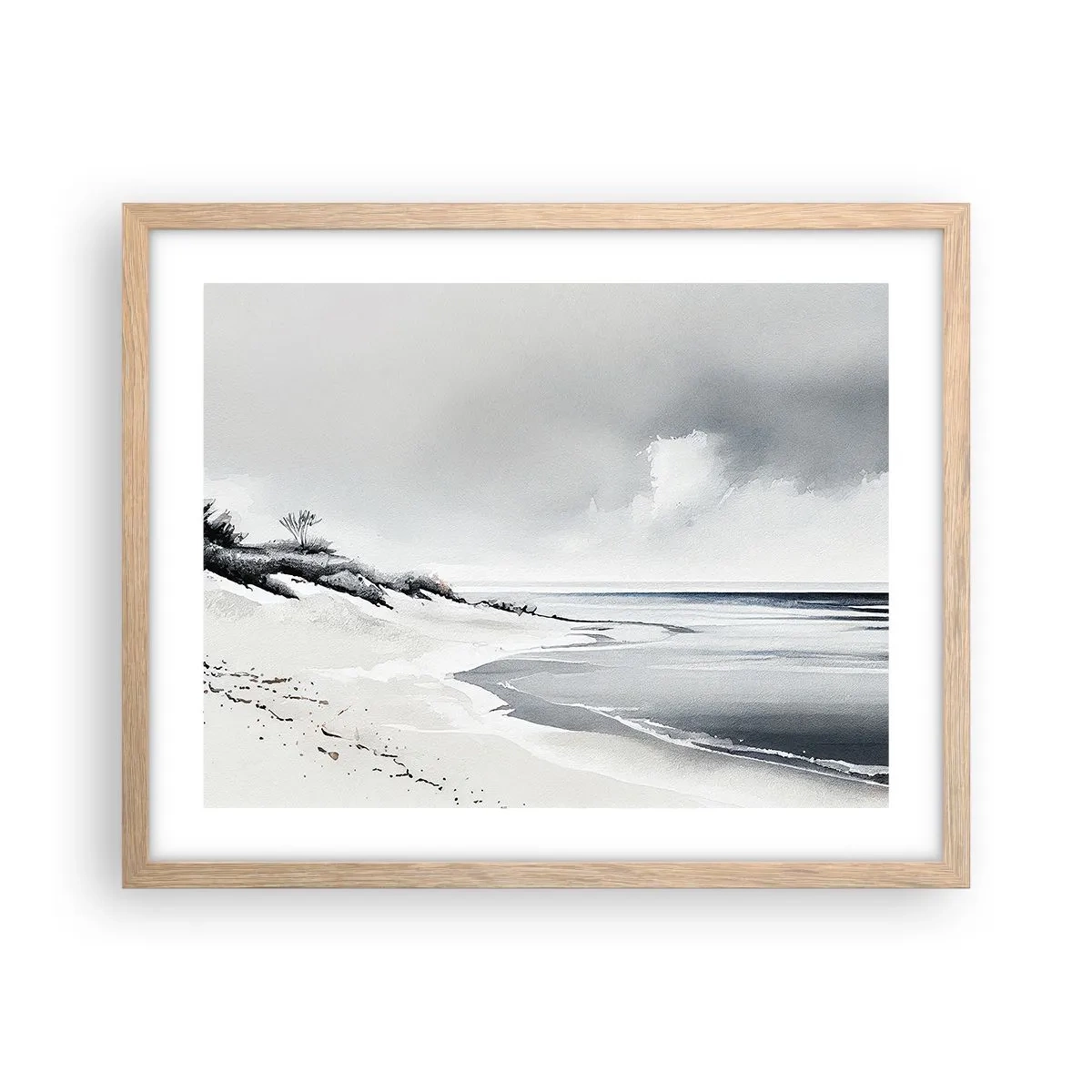 Plakat i ramme af lyst egetræ - Altid sammen - 50x40 cm