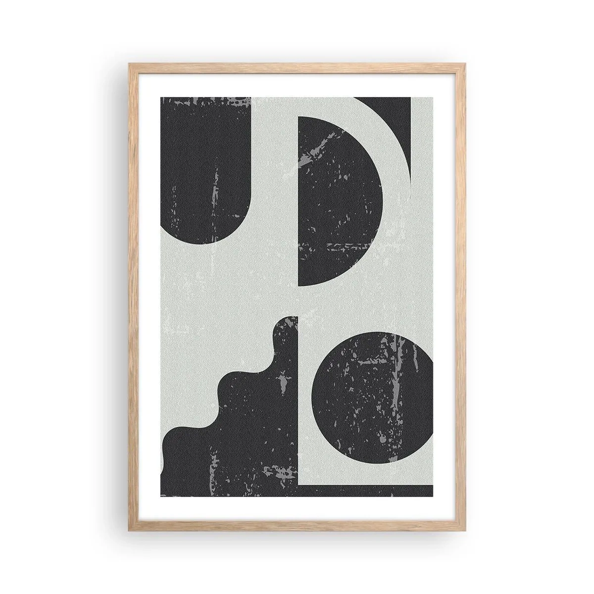 Plakat i ramme af lyst egetræ - Komposition over og under - 50x70 cm