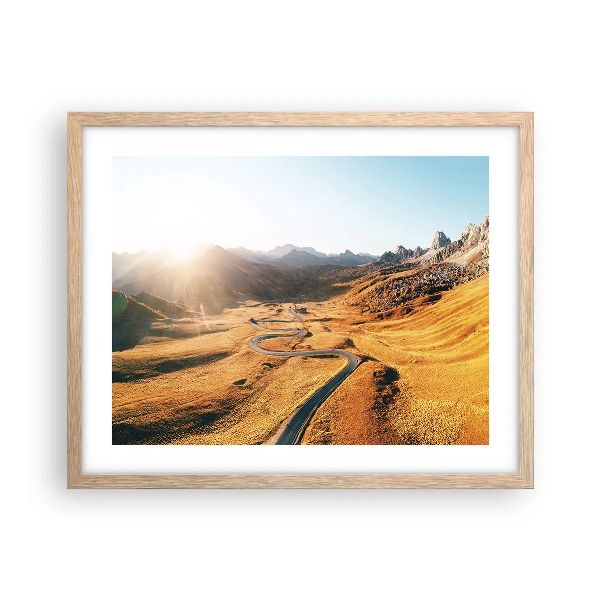 Plakat i ramme af lyst egetræ - I en gylden dal - 50x40 cm