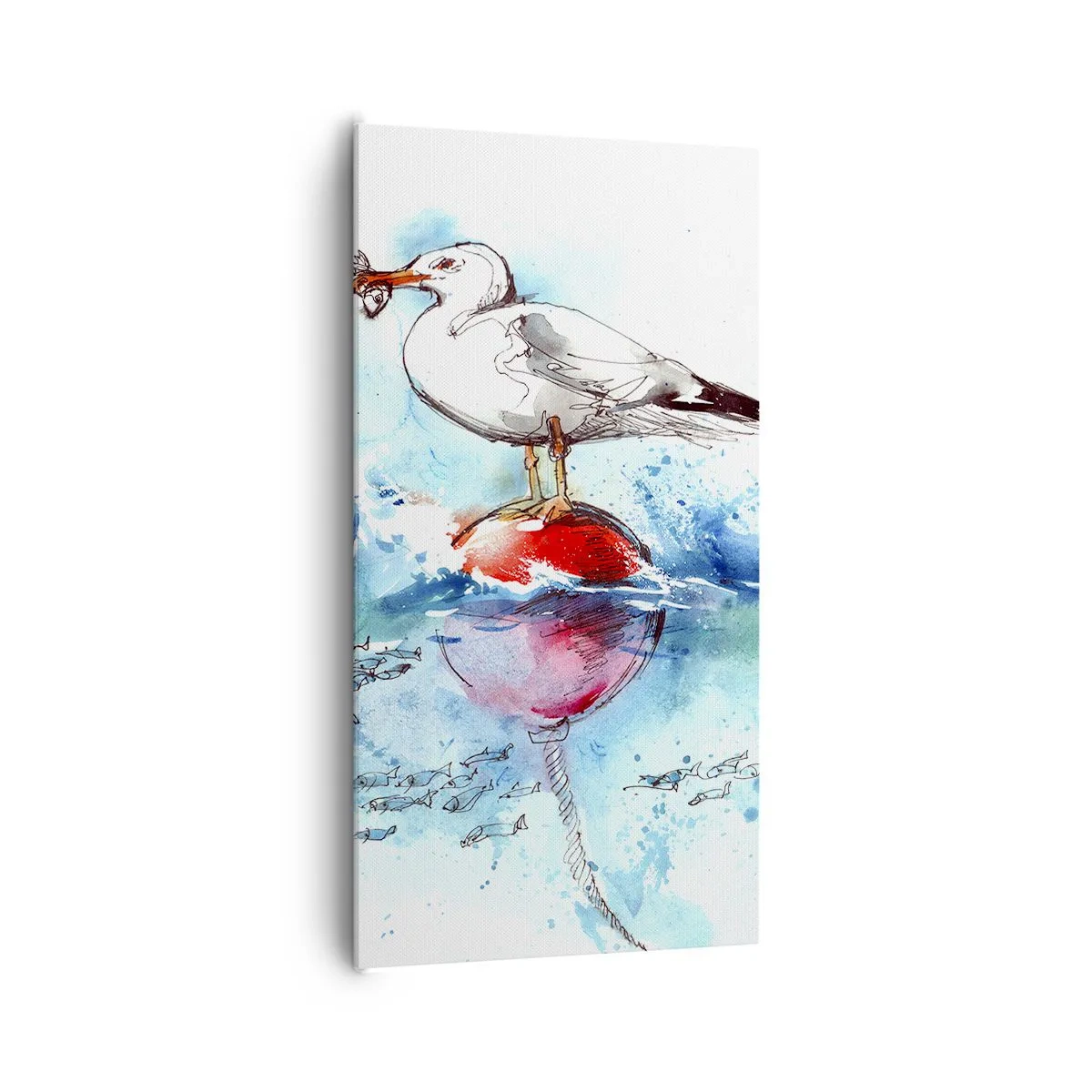 Lærredstryk - Billede på lærred - Succesfuldt fiskeri - 65x120 cm