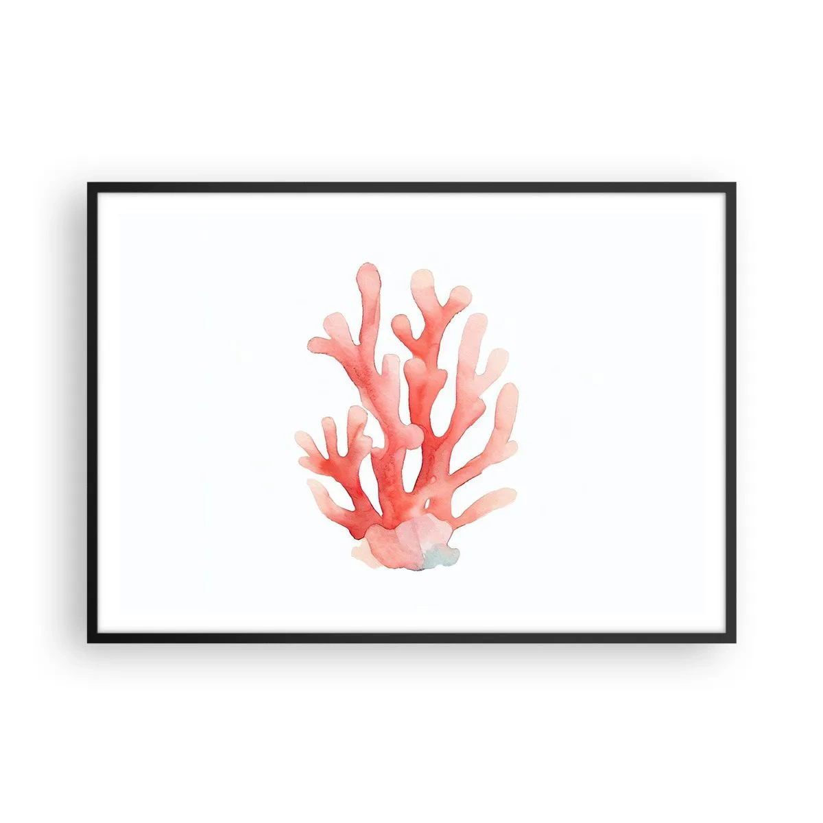 Plakat i sort ramme - Farven koral - 100x70 cm