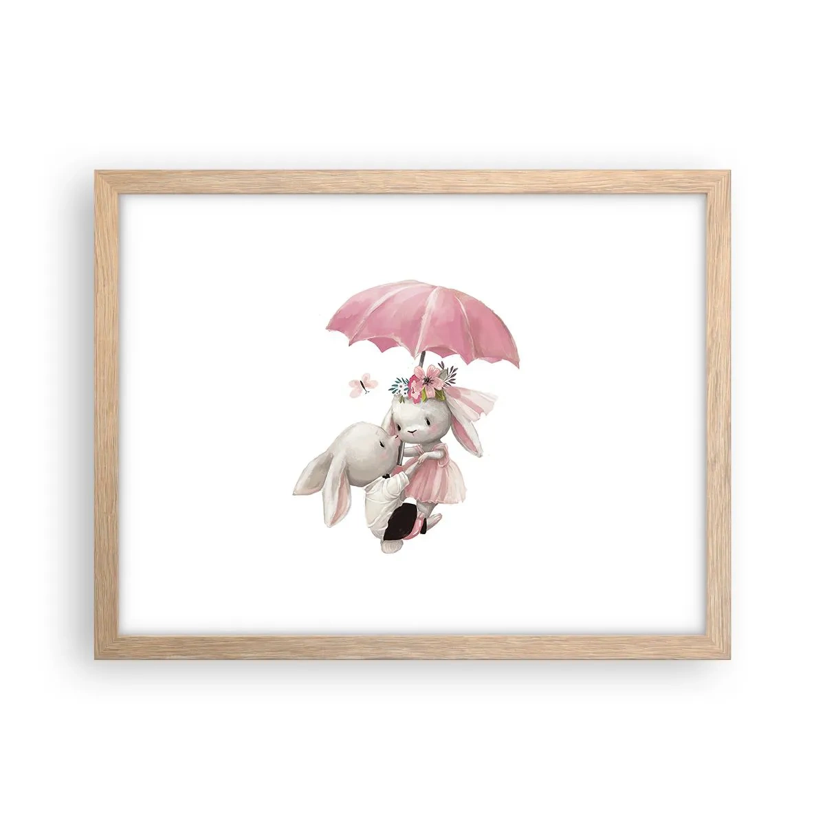 Plakat i ramme af lyst egetræ - Det er kærlighed - 40x30 cm