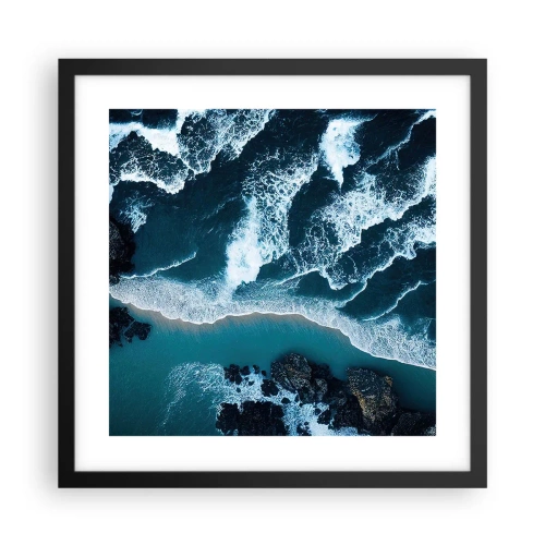 Plakat i sort ramme - Svøbt i bølger - 40x40 cm