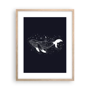 Plakat i ramme af lyst egetræ - I universets ocean - 40x50 cm