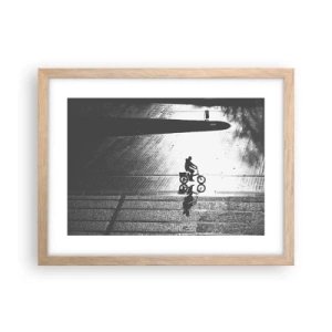 Plakat i ramme af lyst egetræ - Fremad, gennem byen - 40x30 cm