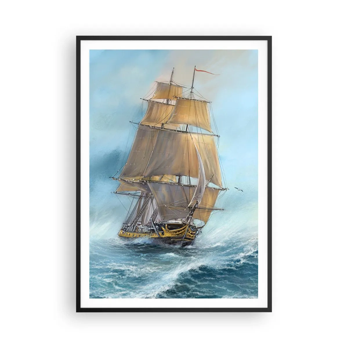 Plakat i sort ramme - Bølgende gennem bølgerne - 70x100 cm