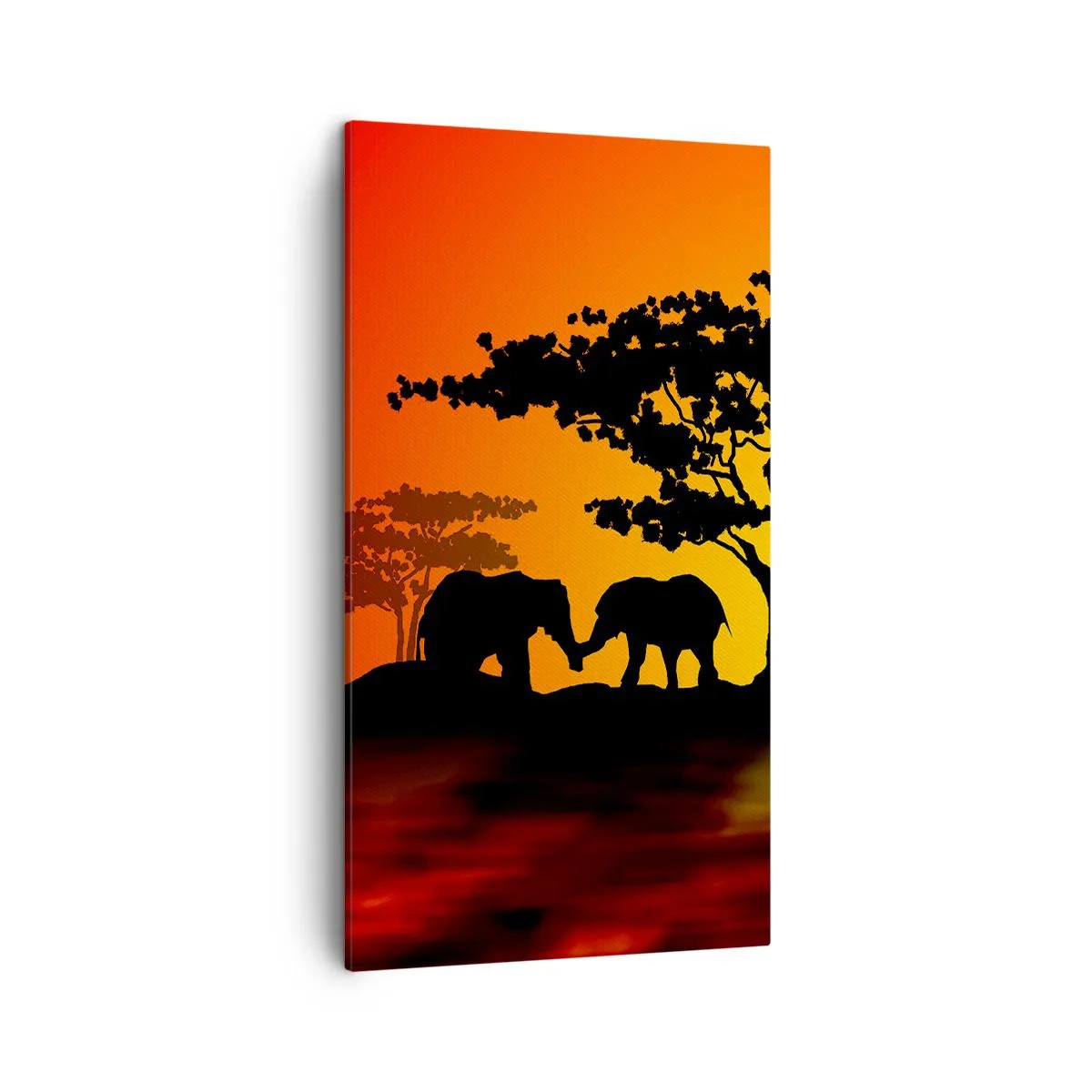 Lærredstryk - Billede på lærred - Møde på savannen - 45x80 cm
