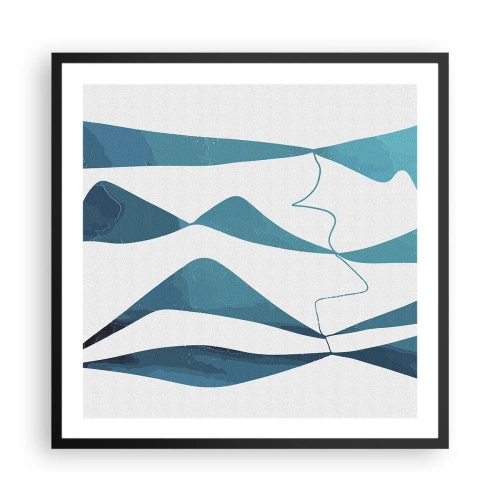 Plakat i sort ramme - Abstraktion: en turkis sammensætning - 60x60 cm