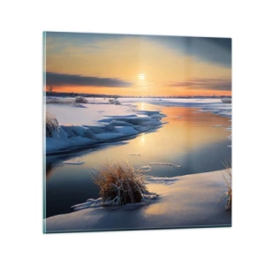 Billede på glas - Vintersolnedgang - 70x70 cm