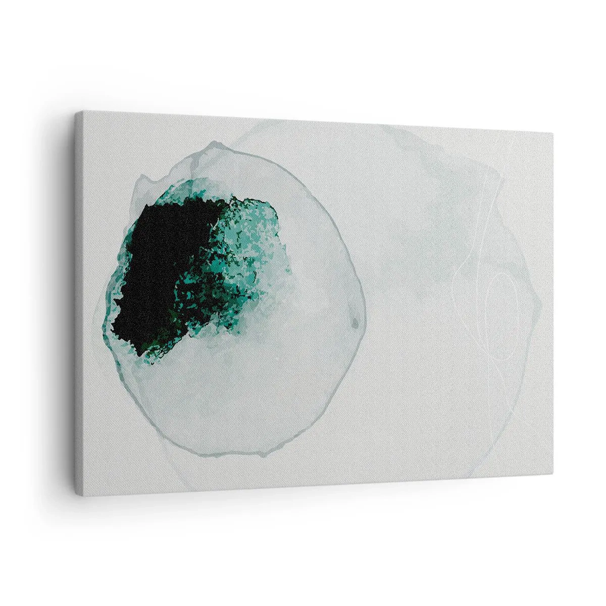 Lærredstryk - Billede på lærred - Abstrakt vanddråbe med nuancer af grønt og sort - 70x50cm - I en dråbe vand - Moderne vægdekoration til stue og soveværelse ARTTOR