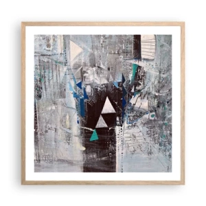 Plakat i ramme af lyst egetræ - Overordnet rækkefølge af trekanter - 60x60 cm