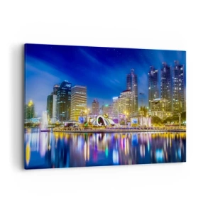 Lærredstryk - Billede på lærred - Regnbuenat i metropolen - 120x80 cm