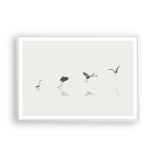 Plakat i hvid ramme - Fire enkle trin - 100x70 cm