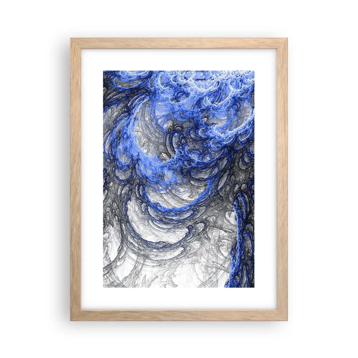 Plakat i ramme af lyst egetræ - En bølges fødsel - 30x40 cm