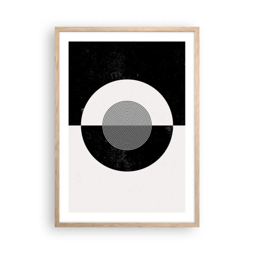 Plakat i ramme af lyst egetræ - Harmoni i sort og hvidt - 50x70 cm