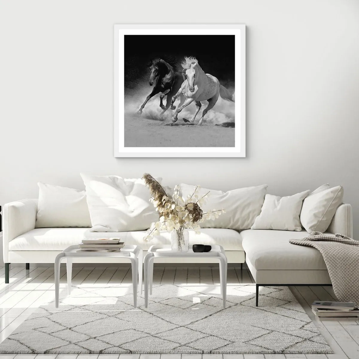 Plakat i hvid ramme - Frihedens galop - 40x40 cm
