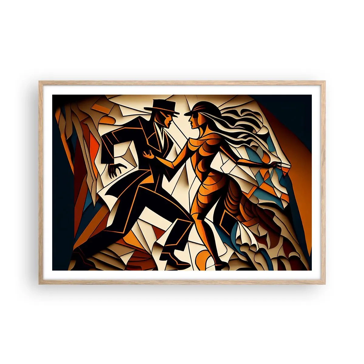 Plakat i ramme af lyst egetræ - Dans af lidenskab og passion - 100x70 cm