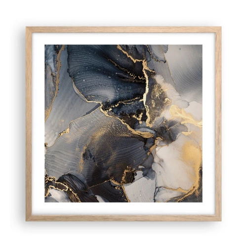 Plakat i ramme af lyst egetræ - Livet af sten - 50x50 cm