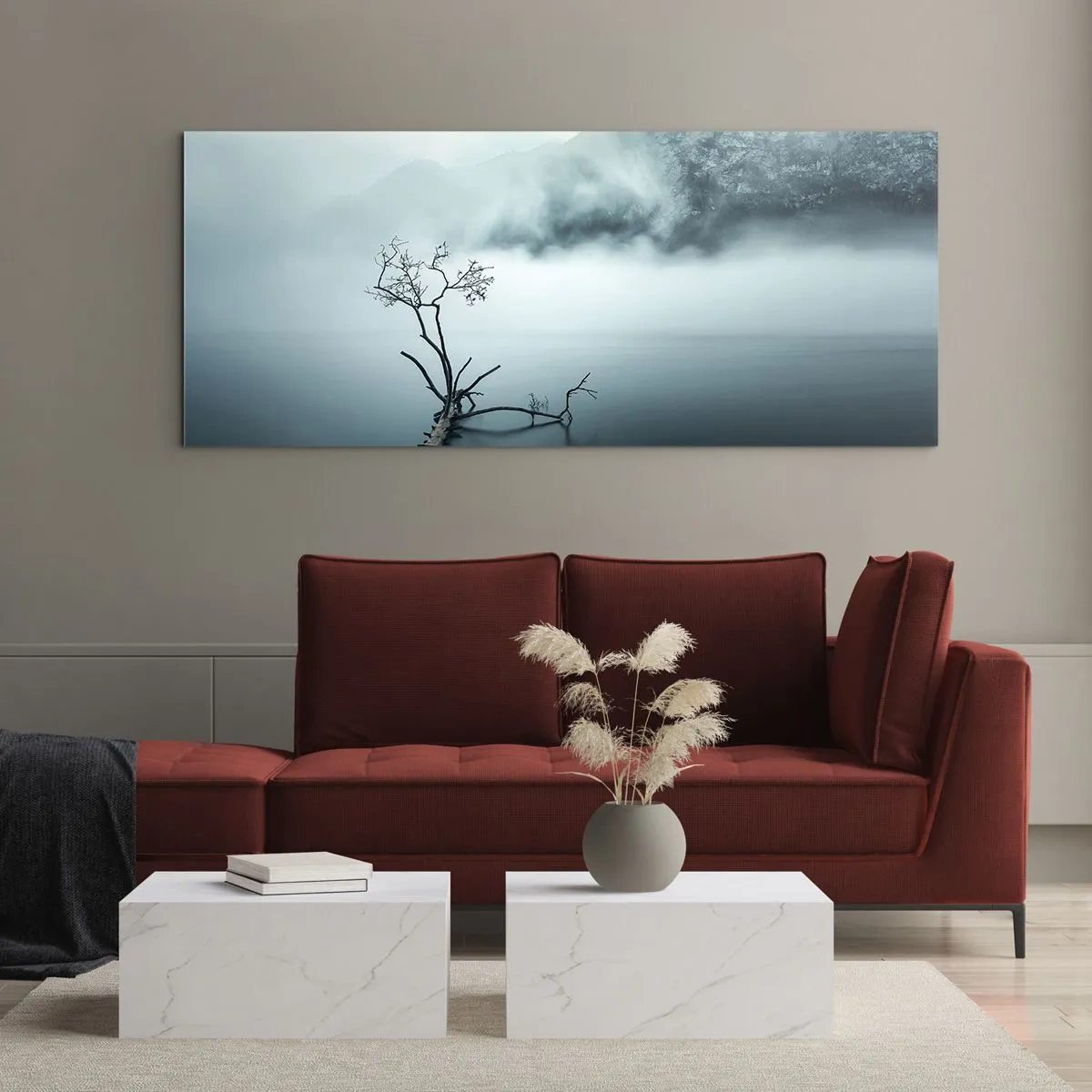 Billede på glas - Ud af vand og tåge - 100x40 cm