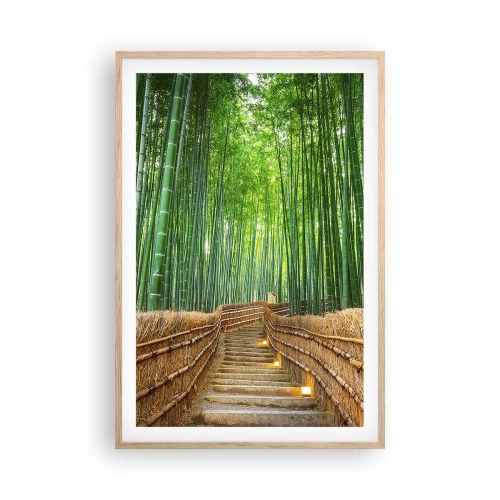 Plakat i ramme af lyst egetræ - Essensen af den asiatiske natur - 61x91 cm