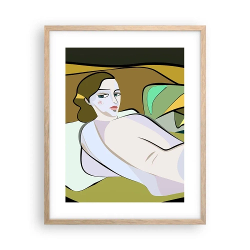 Plakat i ramme af lyst egetræ - Intimt portræt - 40x50 cm