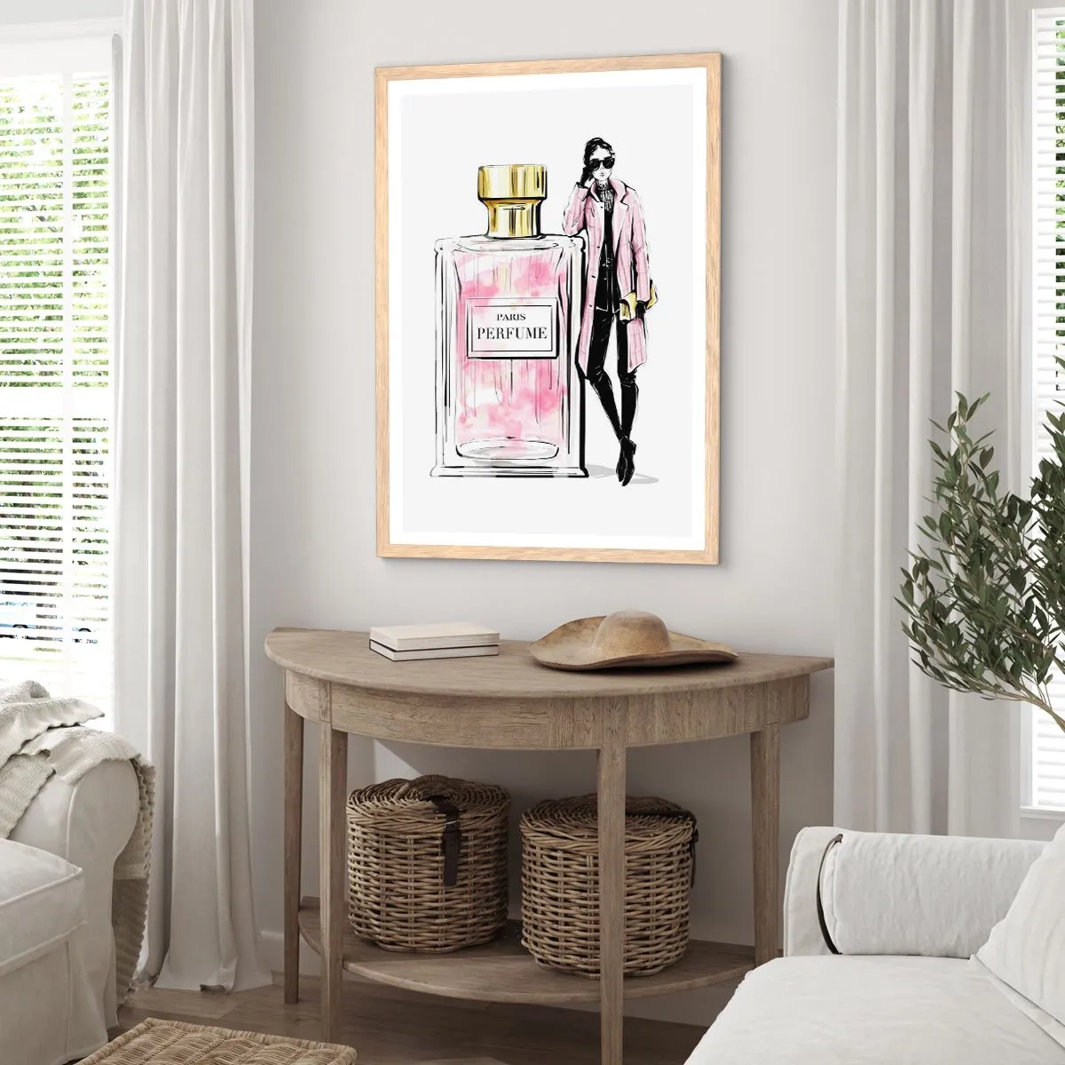 Plakat i ramme af lyst egetræ - Parisisk sensualitet - 61x91 cm