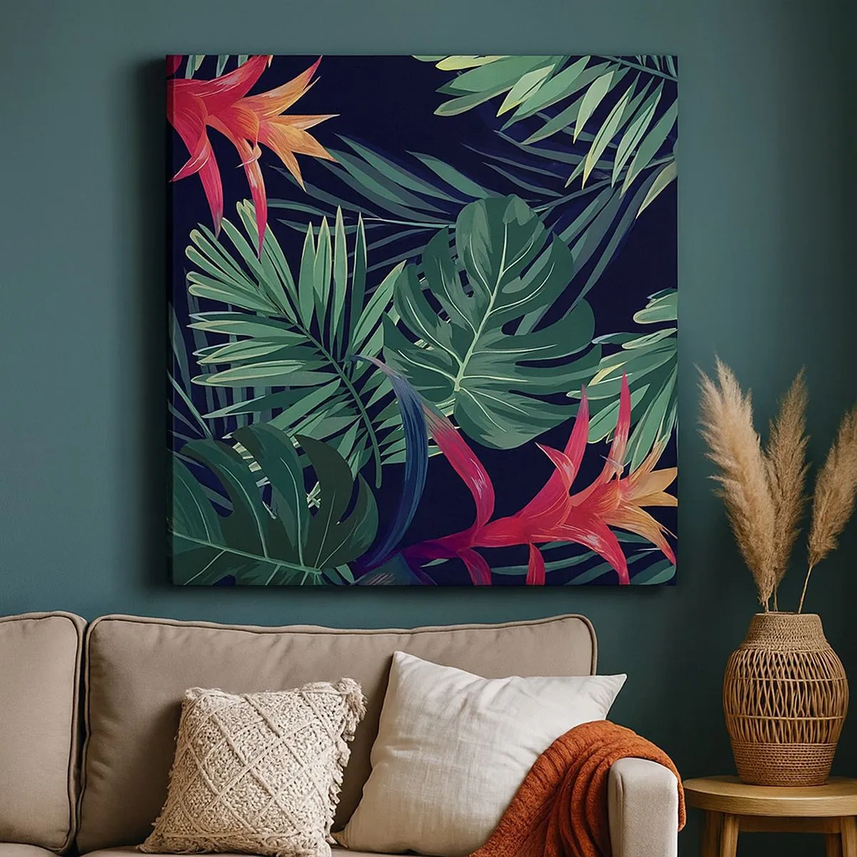 Lærredstryk - Billede på lærred - Brænd i grønt - 30x30 cm