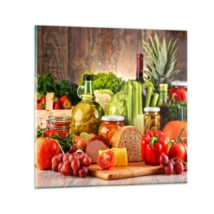 Billede på glas - Røget, ristet, marineret - 70x70 cm