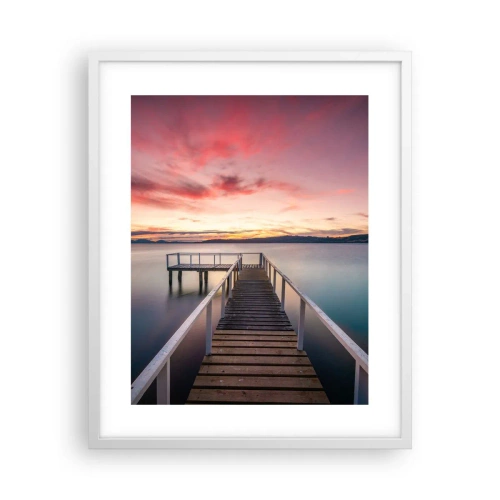 Plakat i hvid ramme - Aftenens blide flamme - 40x50 cm