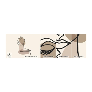 Prøve Fototapet Selvklæbende Deluxe Sticker - Lytter til sig selv - Abstraktion, Kvindens ansigt, Grafik - 100x30 cm