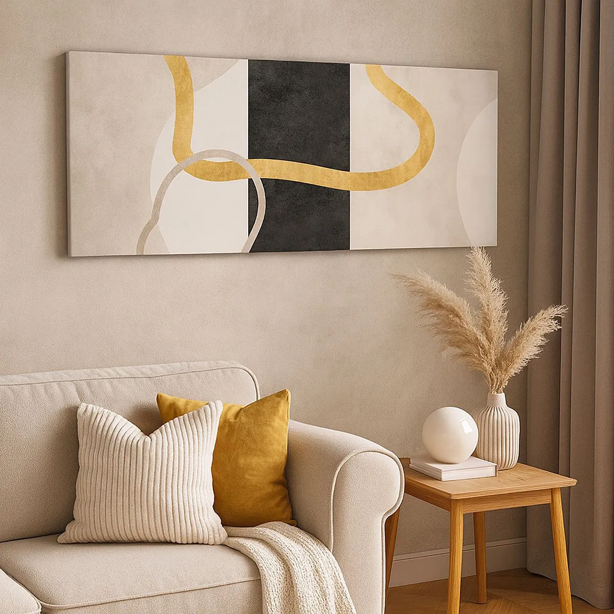 Lærredstryk - Billede på lærred - Sløjfeformede former - 100x40 cm