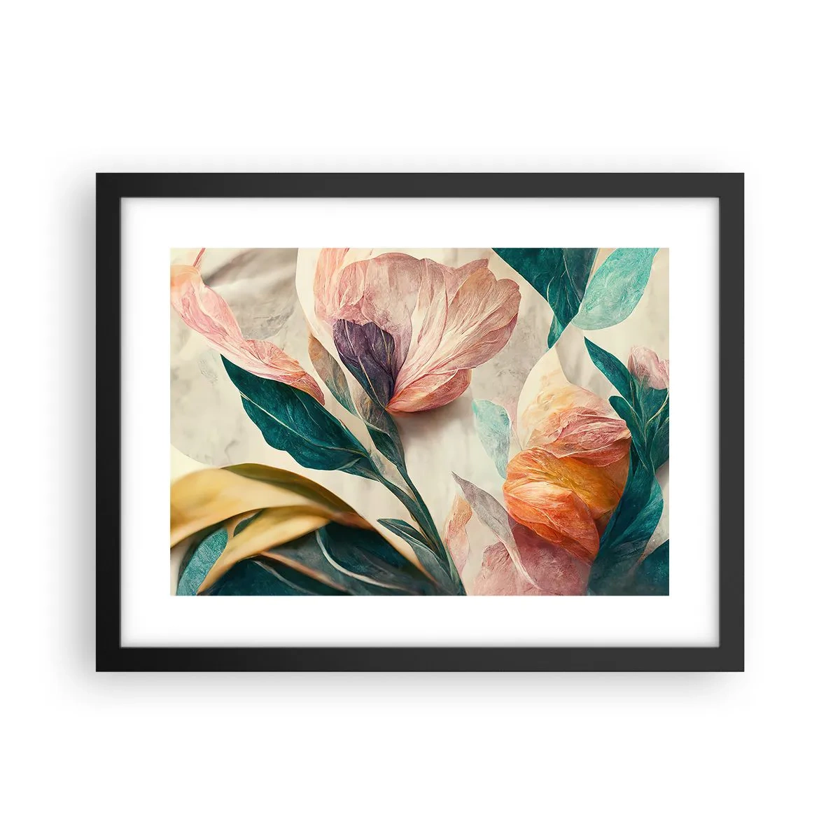 Plakat i sort ramme - Blomster på de sydlige øer - 40x30 cm