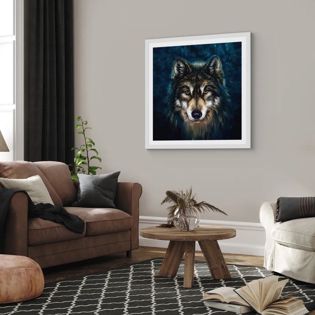 Plakat i hvid ramme - Alfa? Og omega - 50x50 cm