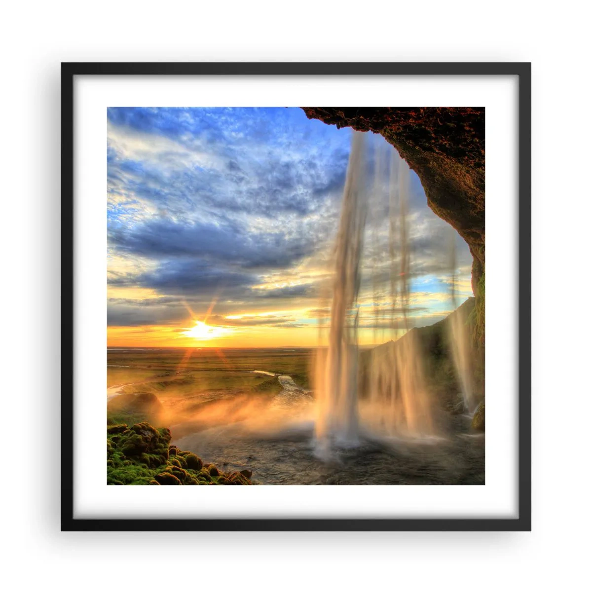 Plakat i sort ramme - Verden bag sløret af dråber - 50x50 cm