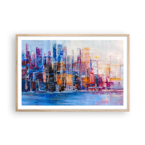 Plakat i ramme af lyst egetræ - En glad metropol - 91x61 cm