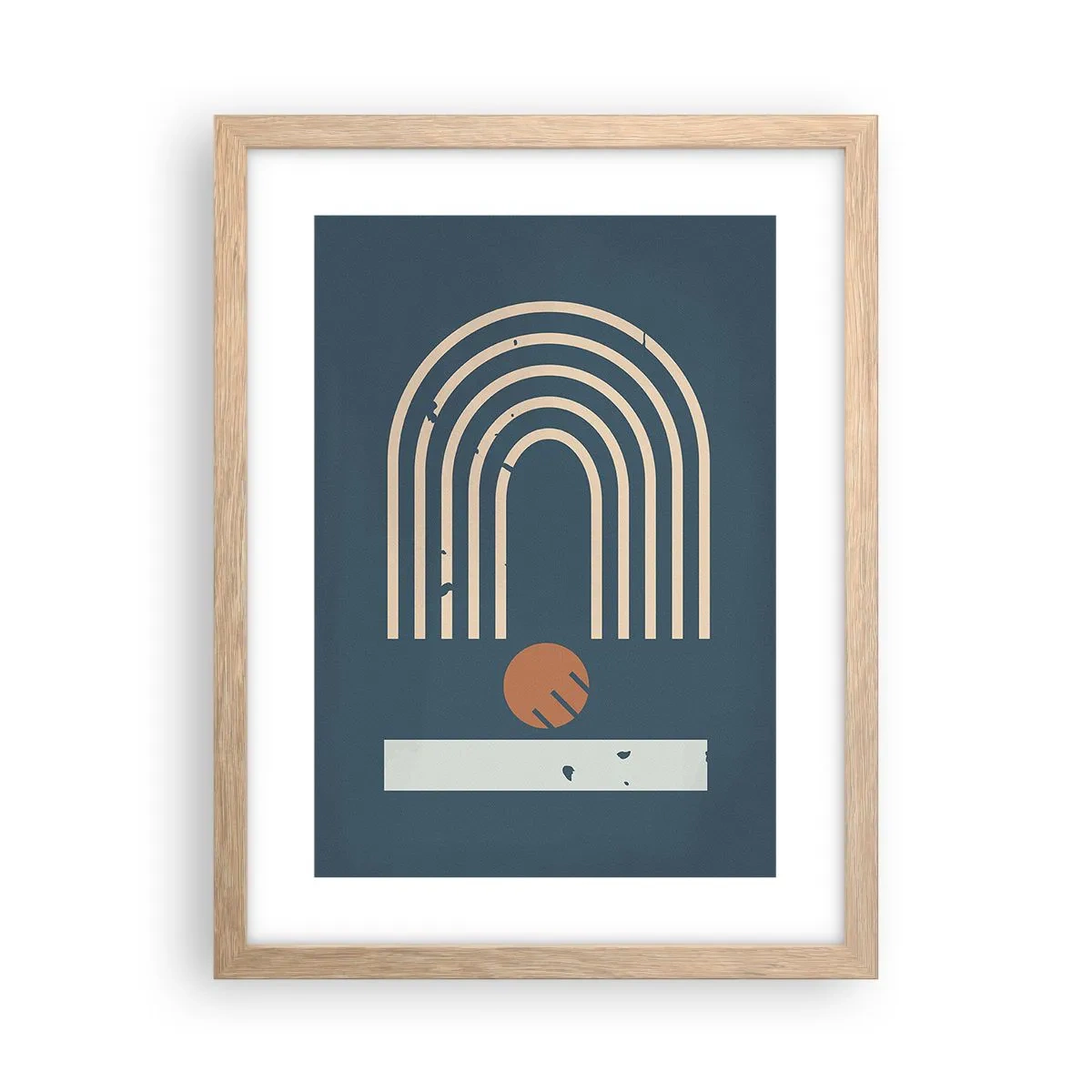 Plakat i ramme af lyst egetræ - Geometri på granatæble - 30x40 cm