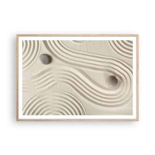 Plakat i ramme af lyst egetræ - Et strejf af varme - 100x70 cm