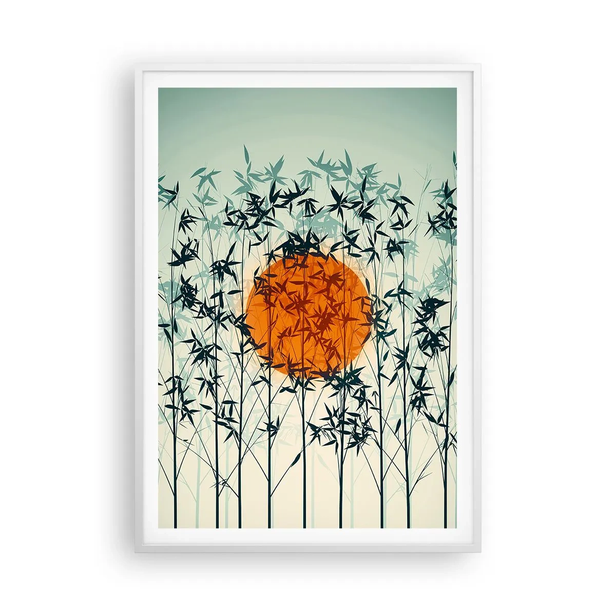 Plakat i hvid ramme - Japansk sol - 70x100 cm