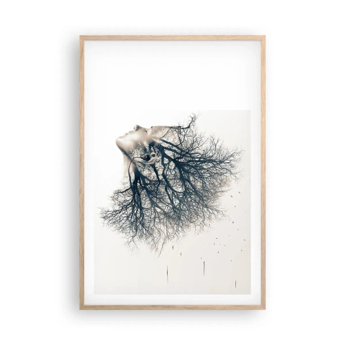 Plakat i ramme af lyst egetræ - Lyttede til træets hvisken - 61x91 cm