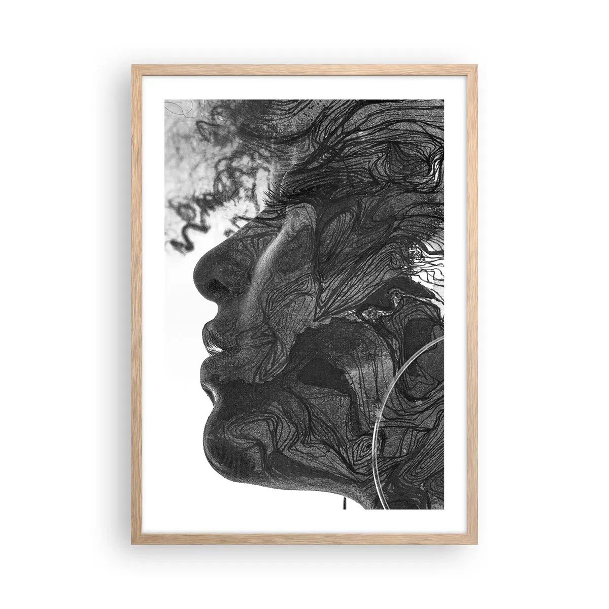 Plakat i ramme af lyst egetræ - Forviklet i drømme - 50x70 cm