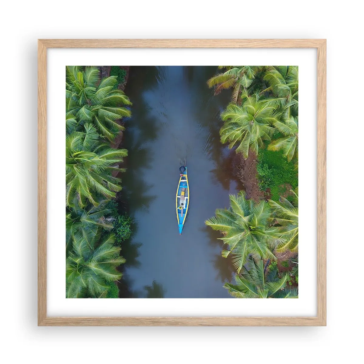 Plakat i ramme af lyst egetræ - På en tropisk sti - 50x50 cm