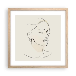 Plakat i ramme af lyst egetræ - En bestemt linje - 40x40 cm