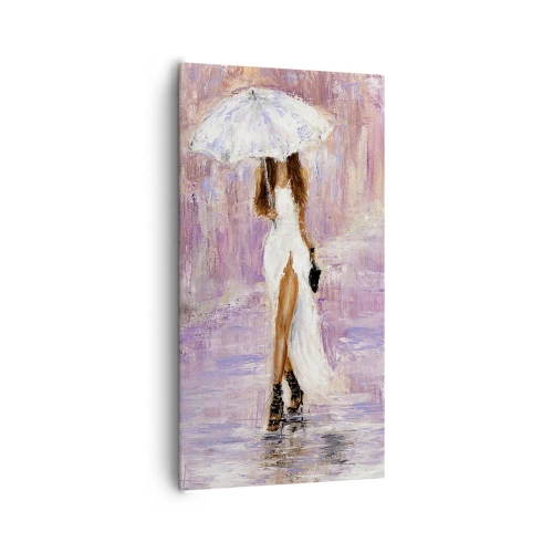 Lærredstryk - Billede på lærred - I den syrenrøde regn - 65x120 cm