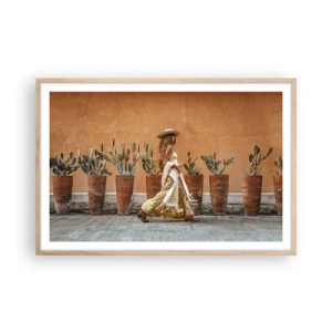 Plakat i ramme af lyst egetræ - I en hippieagtig stil - 91x61 cm