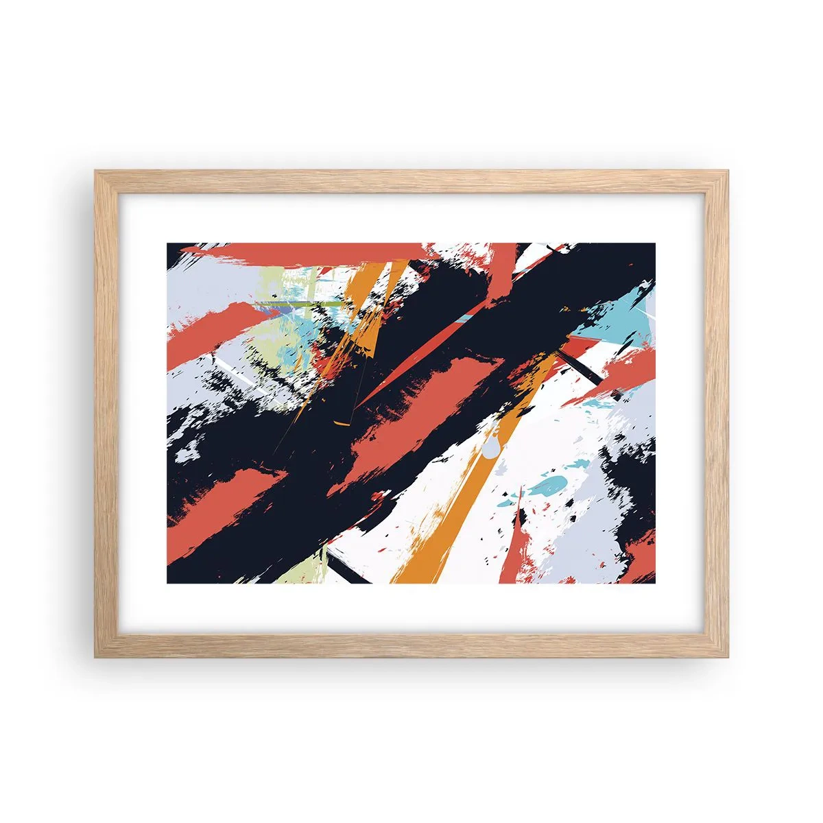 Plakat i ramme af lyst egetræ - Dynamisk sammensætning - 40x30 cm