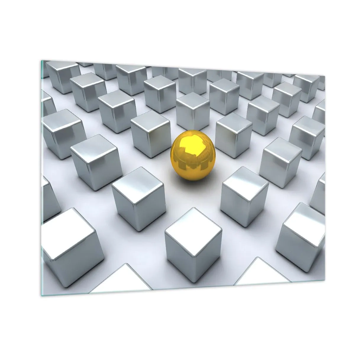 Billede på glas - Hvorfor mig? Geometrisk sammensætning - 100x70 cm