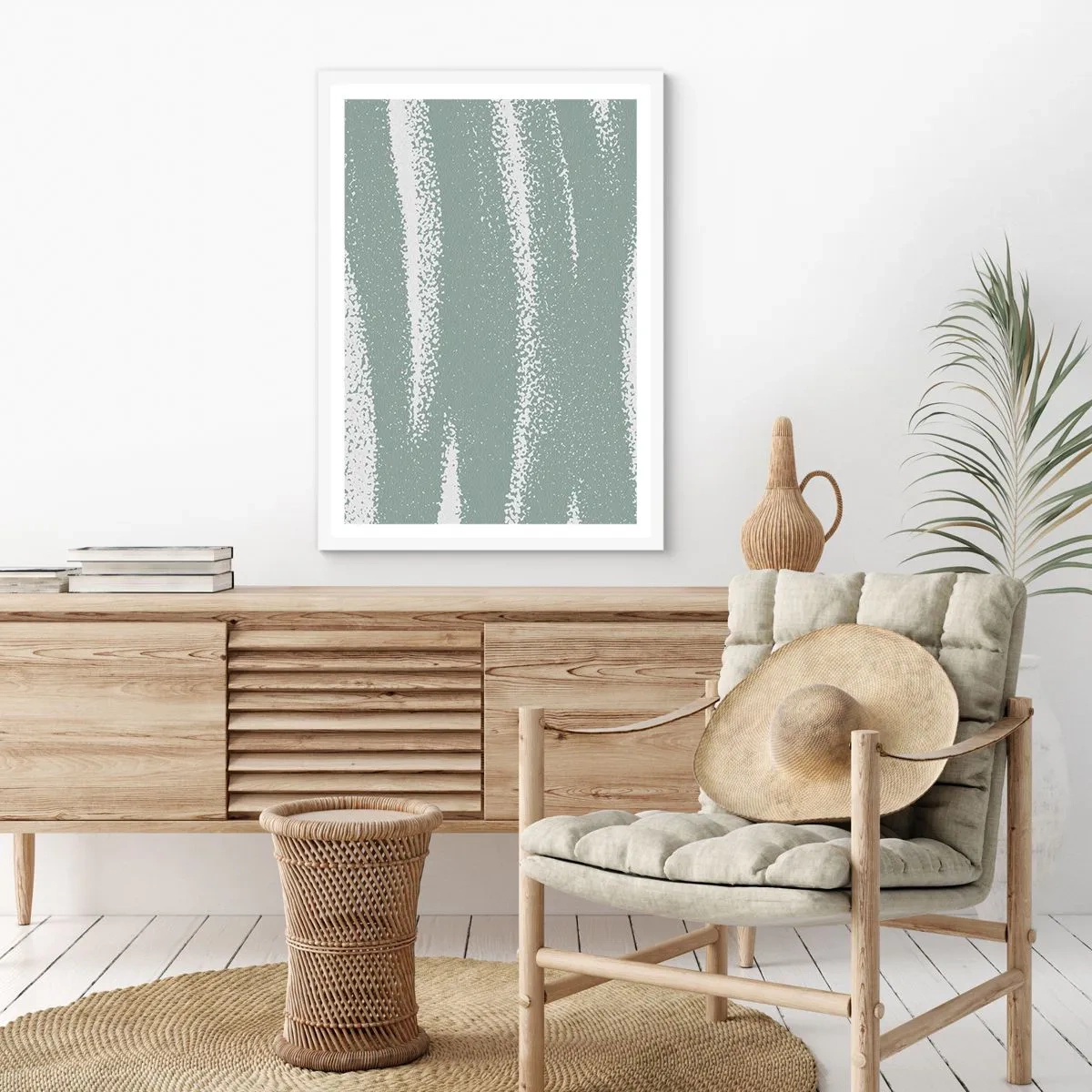 Plakat i hvid ramme - Abstraktion i vinterstemning - 40x50 cm