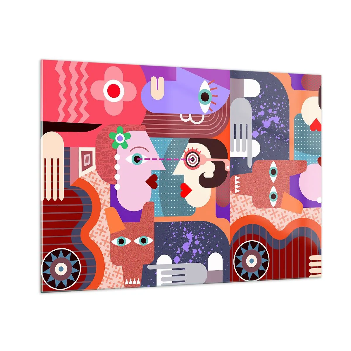 Billede på glas - Øje mod øje - 100x70 cm